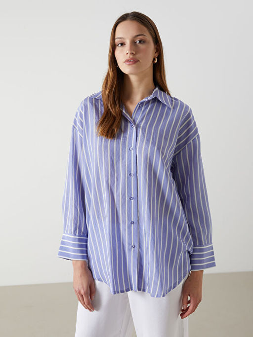 ?izgili Oversize Kad?n G?mlek Tunik