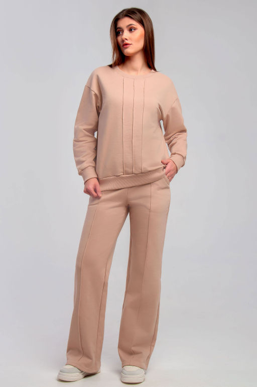 Арт. 2529  Костюм с брюками женский 44-50 (4 шт) Цвет:верх-бежевый,низ-бежевый