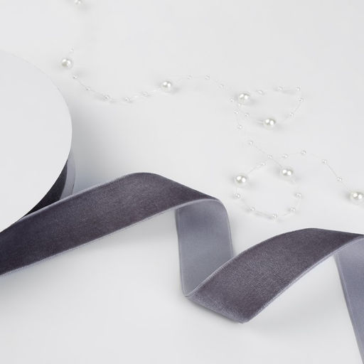 Лента бархатная, 25 мм, 181 м, серая №184