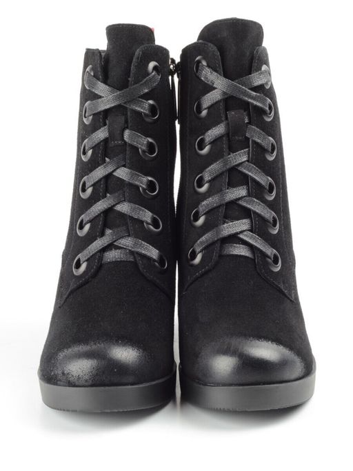 04-R180-1 BLACK Ботинки зимние женские (натуральная замша, натуральный мех) - Фабричный китай фото 10