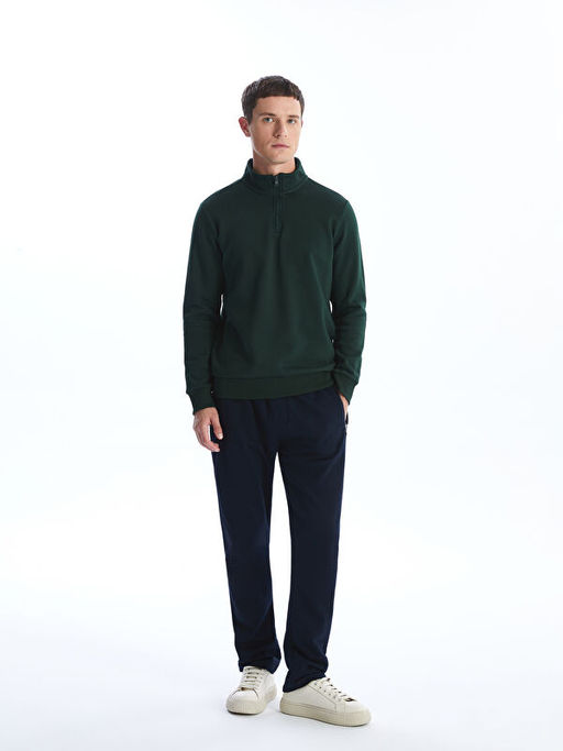Dik Yaka Uzun Kollu Erkek Kal?n Sweatshirt