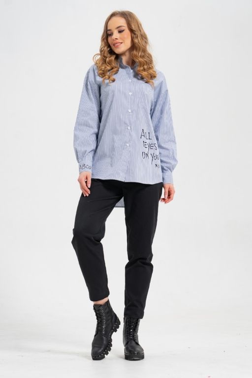 рубашка из тонкого хлопка в стиле OVERSIZE    с кокеткой на спине - А+б коллекция фото 2