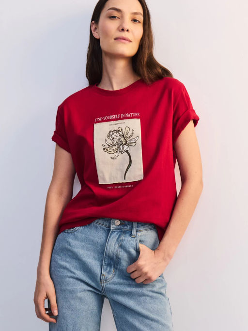 Футболка из хлопка с принтом ZR2605023425-70 / Zarina