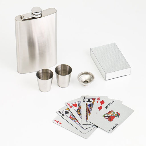 Подарочный набор 5 в 1: фляжка 300 мл, рюмки 30 мл, воронка 2.5 x 3.5 см, карты 54 шт - Simaland фото 3