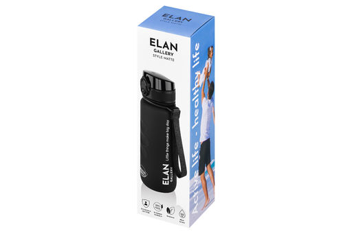 Бутылка для воды 500 мл 6,5*6,5*23 см "Style Matte" с углублениями д/пальцев, черная