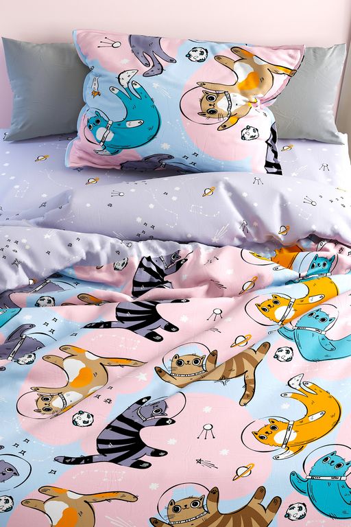 КПБ Павлайн FreeDom бязь Коты в Космосе, 1,5 сп