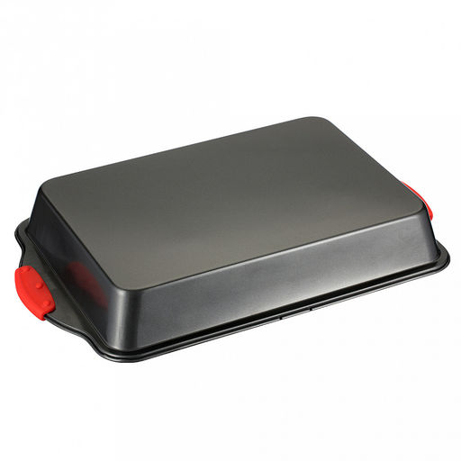 Противень из углеродистой стали с антипригарным покрытием Easy 36х23,2х5см, s0,4мм, прямоугольный, глубокий, съемные силиконовые ручки, Regent (Китай) - Домашняя мода фото 3