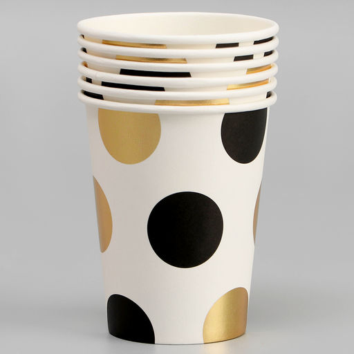 Стаканы бумажные Горох, 6 шт., цвет чёрный - Страна карнавалия фото 2