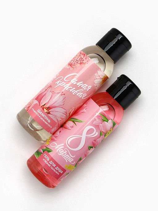 Подарочный набор ЧИСТОЕ СЧАСТЬЕ С 8 Марта!: гель для душа и шампунь для волос, 2х100 мл