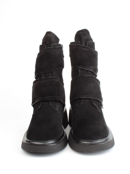 04-M3-HSM711 BLACK Ботинки зимние женские (натуральная замша, натуральный мех)