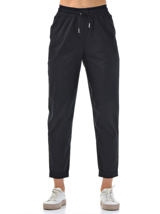 Хлопковые комфортные брюки резинка по поясу цвет ТЕМНО-СИНИЙ - А+б коллекция фото 4