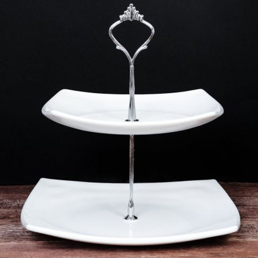 Ваза для фруктов 2-х ярусная квадратная белая / DPG-2/FJP85/110(WHITE) уп12 остр - Галеонтрейд фото 4