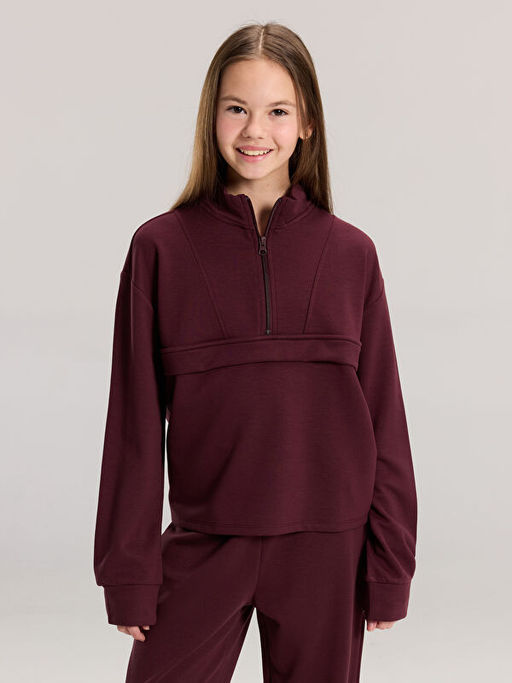 Dik Yaka K?z ?ocuk Soft Touch Sweatshirt ve E?ofman Alt?