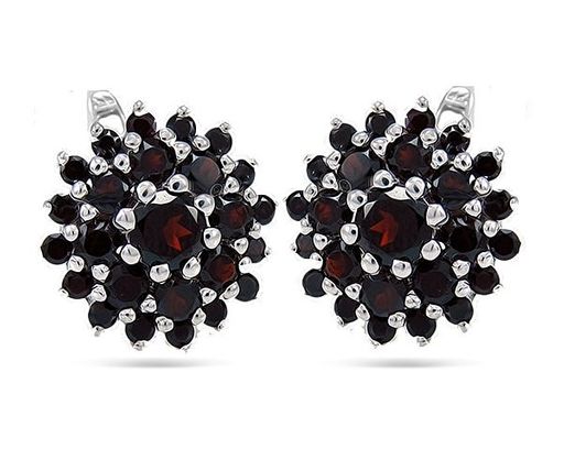 Серьги из серебра гранат, Ежевичка