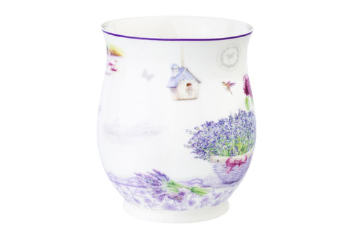 Кружка 350 мл 11,5*8,2*10 см "Лаванда" бочонок, фарфор NEW BONE CHINA