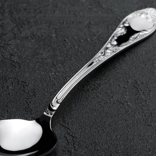 Цена за 12 шт. Ложка столовая «Посольская», h=20 см, толщина 2,5 мм, цвет серебряный