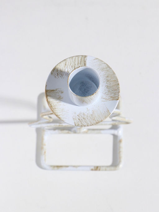 Подсвечник на 1 свечу «Ёлочка», металл, белый с патиной, d=2.3 см, 8.5×7.5×16 см