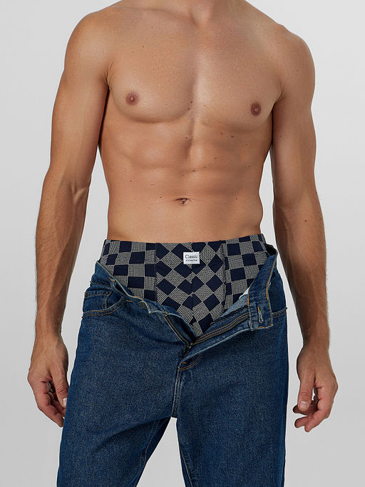 Цена за 2 штуки! Трусы боксеры мужские синие в клетку - Mark formelle фото 6