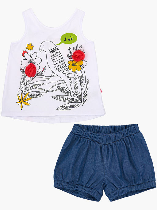 Комплект для девочки с шортами UD 3442/2936 бел/джинс - Mini maxi фото 5