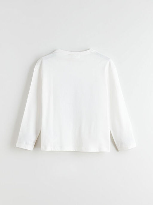 Bisiklet Yaka Stitch Bask?l? K?z ?ocuk Pijama ?st