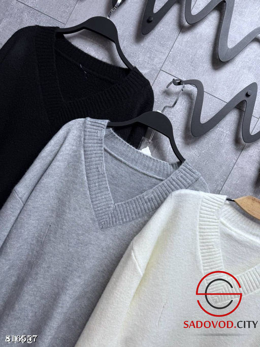 Удлиненный свитер-туника с V вырезом - Bruno фото 4