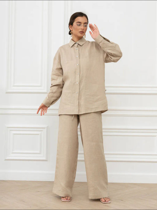 Рубашка женская Лён Белый - Modamica фото 14