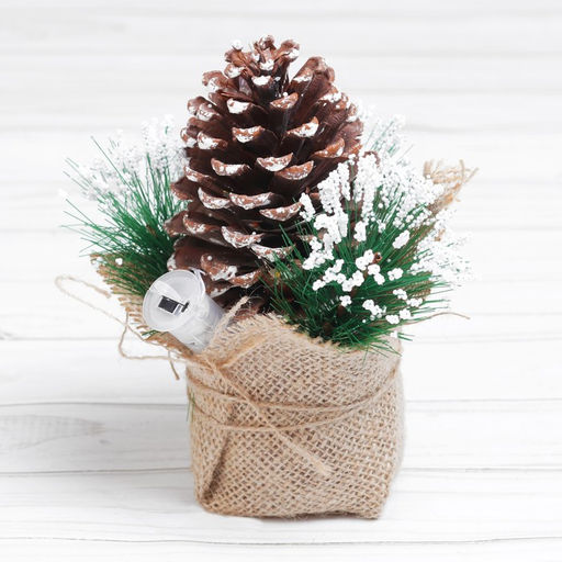 Новогодняя композиция «Шишка», с подсветкой, 8.5×8.5×14 см - Лесная мастерская фото 3