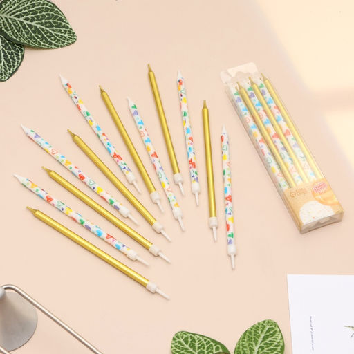 Свечи для торта Сердца, 12 шт., золотые и белые - Страна карнавалия фото 2