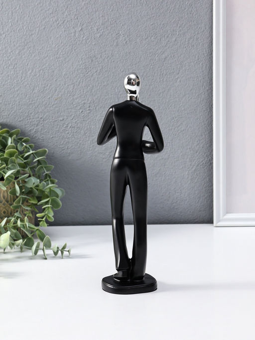 Сувенир полистоун "Саксофонист" чёрный с серебром 7х8,5х27,5 см