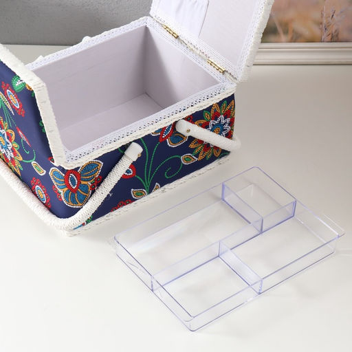 Шкатулка для рукоделия и шитья Цветочная мозаика, хранение ниток, иголок, мелочи, 19?26?14.5 см