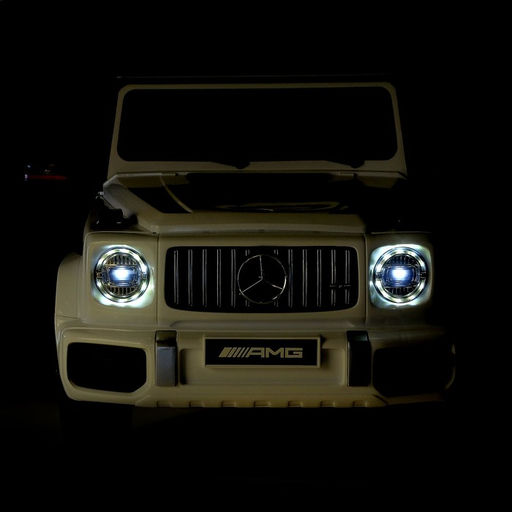 Электромобиль MERCEDES-BENZ G63 AMG, EVA колеса, кожаное сиденье, цвет белый
