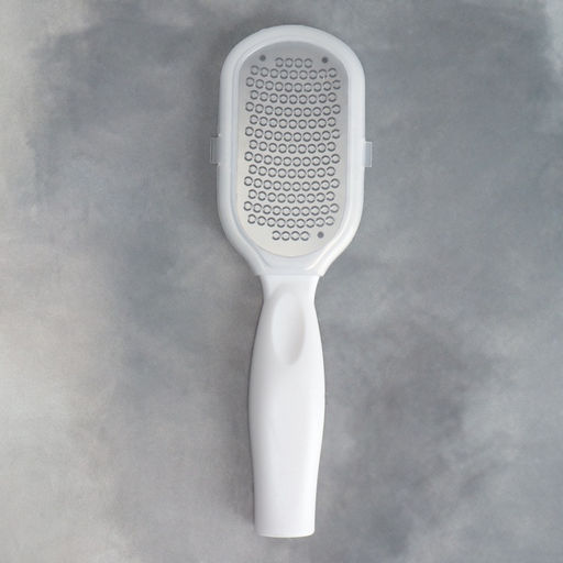 Пилка для пяток, металлическая, односторонняя, с футляром, 20.5 см, белая