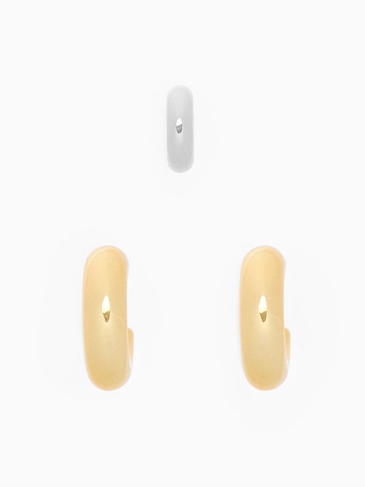 Серьги кольца и каффы QF Бублик, набор, цвет серебро, золото  фото 2