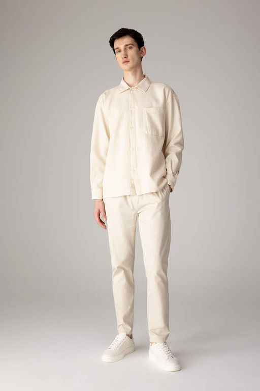 Рубашка оверсайз с широким вырезом поло и длинными рукавами из хлопка - Defacto фото 3