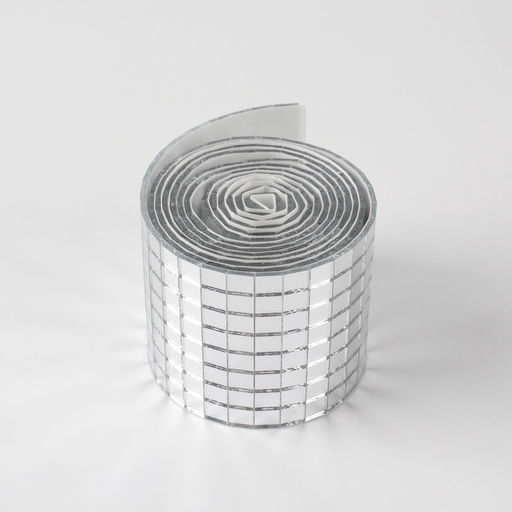 Зеркальная мозаика клеевая, 0.5×0.5 см, 8 рядов 4 см, 1±0.1 м, серебряное стекло