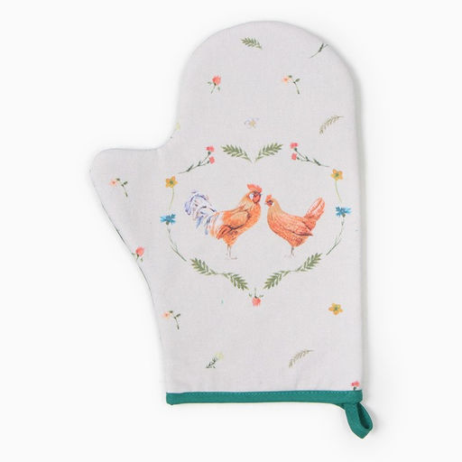 Варежка-прихватка Этель Курочка и петух 20х28см,саржа, 100% х/л, ватин 250г/м2  фото 2