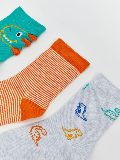 Bask?l? Erkek Bebek ?orap 5li