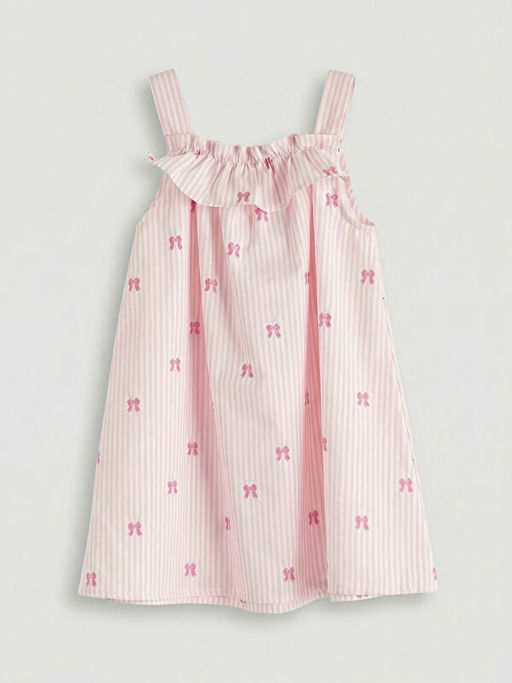 Volanl? K?z ?ocuk Poplin Elbise