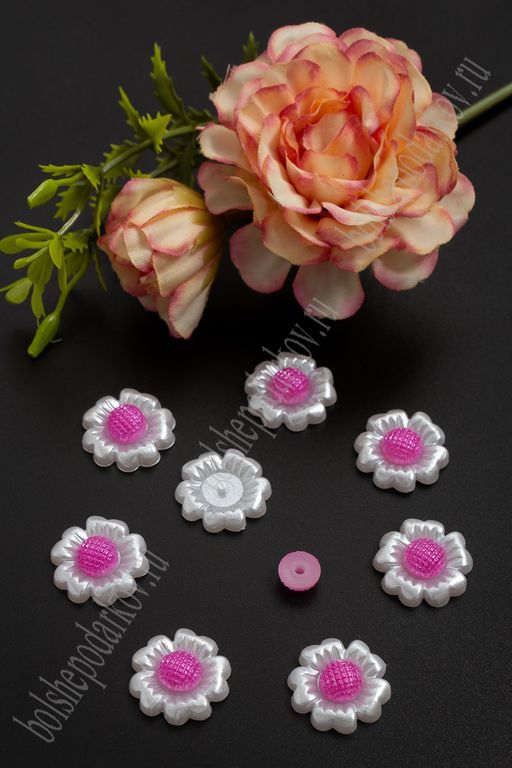 Кабошон "Цветок" 18 мм (50 шт) SF-703, фукси