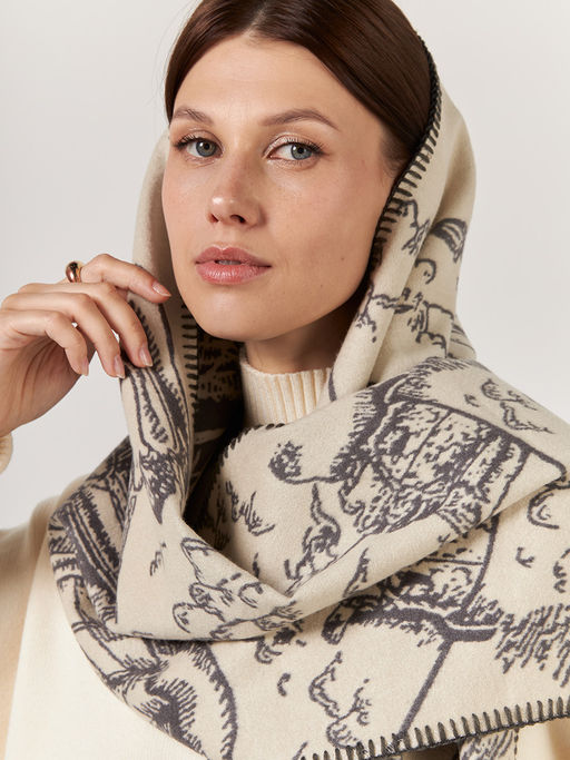 в СОСТАВЕ ШЕРСТЬ и КАШЕМИР Большой, мягкий, теплый однотонный двусторонний палантин. - Tantino фото 6