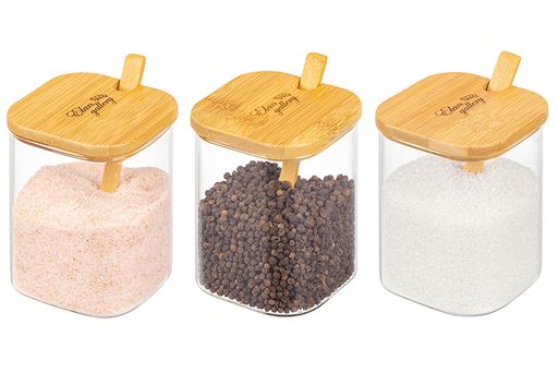 Набор банок для специй Elan Gallery Crystal Glass 3 шт 450 мл с ложкой фото 10