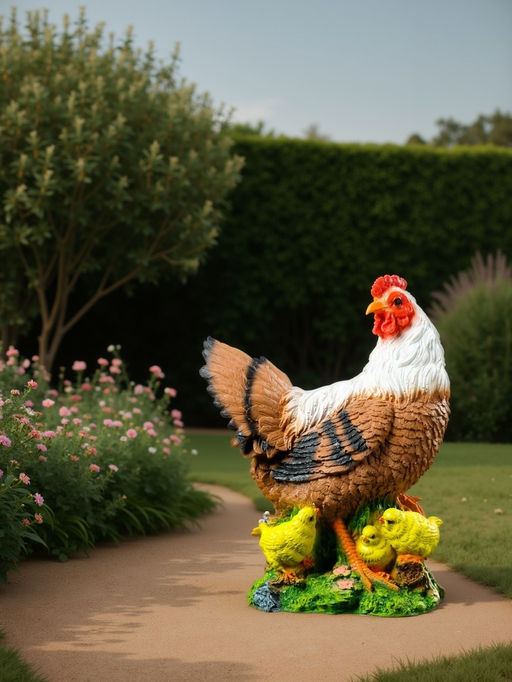 Садовая фигура из полистоуна «Курица с цыплятами», 42×17×30 см