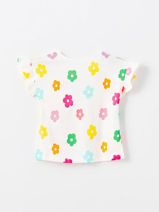 Bisiklet Yaka ?i?ek Desenli K?z Bebek Ti??rt - Waikiki фото 3