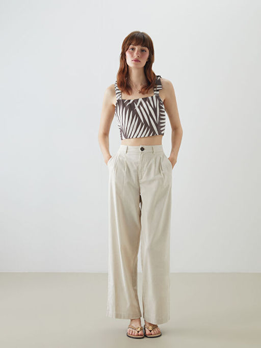 Kare Yaka Desenli Ask?l? Crop