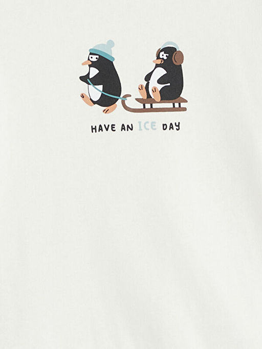 Bask?l? Erkek ?ocuk Kal?n Sweatshirt