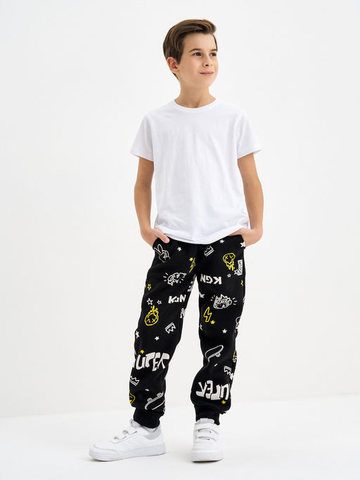 Черные брюки для мальчика с принтом - Kogankids фото 5