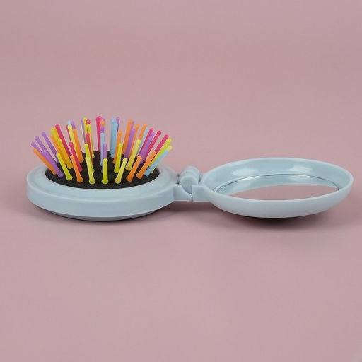 Цена за 3 шт. Расчёска массажная Мягкие зверята, складная, с зеркалом, d=7.5 см, МИКС