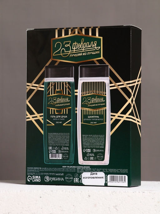 Подарочный набор С 23 Февраля!: гель для душа и шампунь для волос, 2?250 мл, HARD LINE