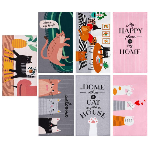 Кухонные полотенца кухонных «Доляна» Cats 35×60 см, 7 шт., хлопок 100%