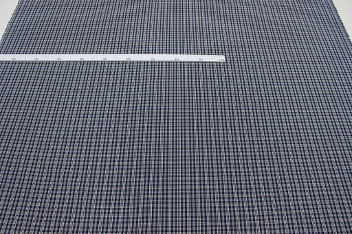 Мерный лоскут(ткань в отрезах) - Пестрядь этнографическая под домоткань "Белая клетка на темно-синем